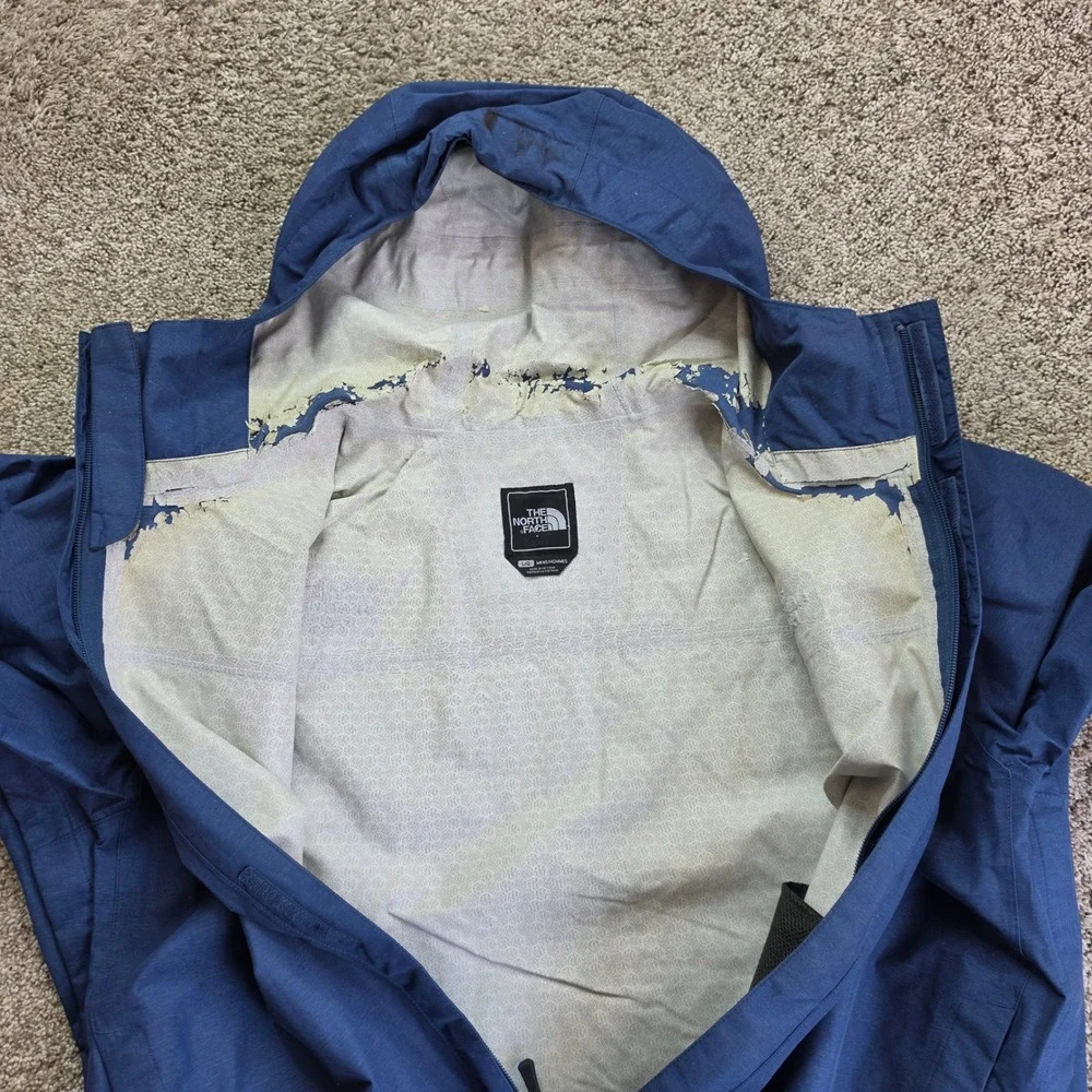 The North Face Rain Jacket Mens Large Blue Hooded Shell Gorpcore Outdoor Adult